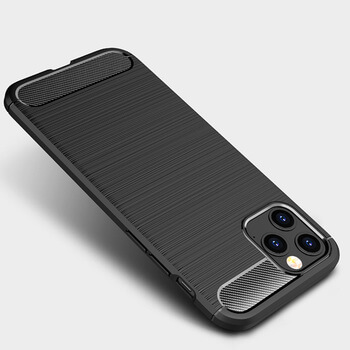 Ochranný silikónový obal karbón pre Apple iPhone 12 Pro - čierny