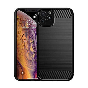 Ochranný silikónový obal karbón pre Apple iPhone 12 Pro - čierny