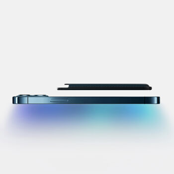 Luxusné magnetické puzdro na kreditné karty pre Apple iPhone 12 Pro - modrá ekokůže