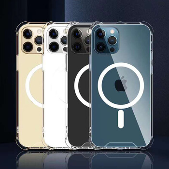 Ochranný silikónový obal s integráciou pre bezdrôtové nabíjanie Qi pre Apple iPhone 12 Pro Max - priehľadný
