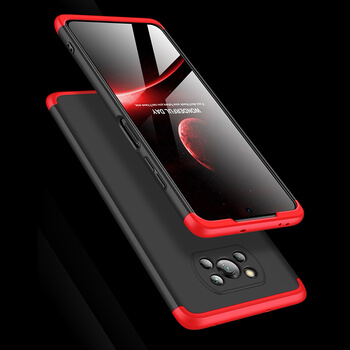 Ochranný 360 ° celotelový plastový kryt pre Xiaomi Mi 10T Lite - červený