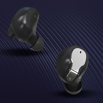 Neviditeľné bezdrôtové bluetooth handsfree mikroslúchadlá s mikrofónom a nabíjacím puzdrom čierna