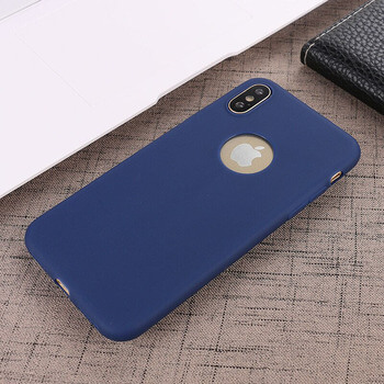 Silikónový matný obal s výrezom pre Apple iPhone 12 mini - tmavo modrý