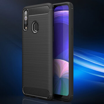 Ochranný silikónový obal karbón pre Samsung Galaxy A20s SM-207F - čierny