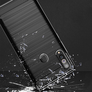 Ochranný silikónový obal karbón pre Samsung Galaxy A20s SM-207F - čierny