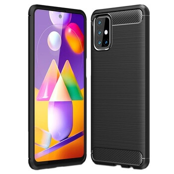 Ochranný silikónový obal karbón pre Samsung Galaxy M31s M317F - čierny