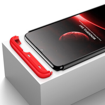 Ochranný 360 ° celotelový plastový kryt pre Xiaomi POCO M3 - červený