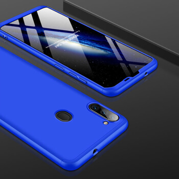 Ochranný 360 ° celotelový plastový kryt pre Samsung Galaxy A11 - modrý