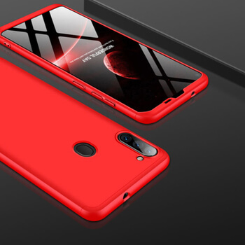 Ochranný 360 ° celotelový plastový kryt pre Samsung Galaxy A11 - červený