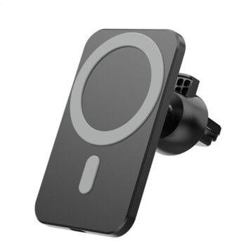 2v1 Magnetická bezdrôtová nabíjačka MagSafe s držkákem do auta s klipom čierna