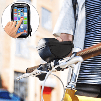 Držiak na bicykel pre mobilné telefóny s vreckom