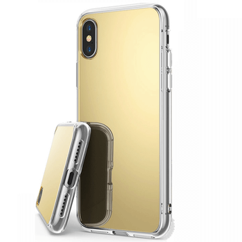 Silikónový zrkadlový ochranný obal pre Apple iPhone X/XS - zlatý