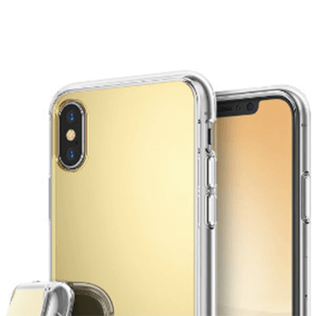 Silikónový zrkadlový ochranný obal pre Apple iPhone X/XS - zlatý