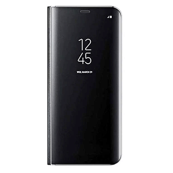 Zrkadlový silikónový flip obal pre Samsung Galaxy S21 G991B - čierny