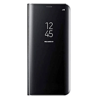 Zrkadlový silikónový flip obal pre Samsung Galaxy A12 A125F - čierny