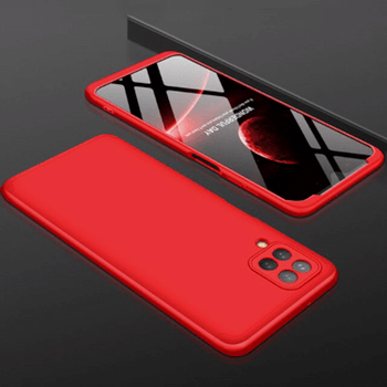 Ochranný 360 ° celotelový plastový kryt pre Samsung Galaxy A12 A125F - červený