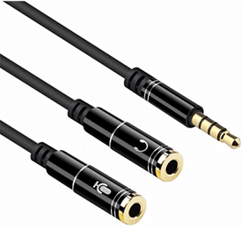 2v1 Redukcia Audio Jack 3.5mm pre slúchadlá a mikrofón s Audio Jack 3.5 mm konektorom čierna