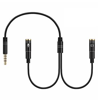 2v1 Redukcia Audio Jack 3.5mm pre slúchadlá a mikrofón s Audio Jack 3.5 mm konektorom čierna