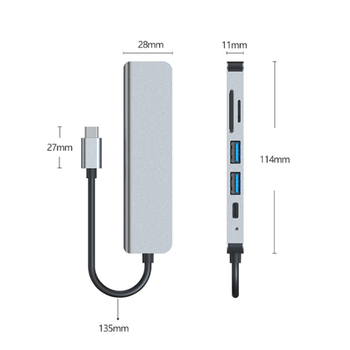 6v1 Redukce z USB-C na USB, USB 3.0, TF, PD, HDMI, SD karty