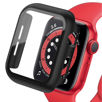 2v1 Kryt s ochranným sklom na Apple Watch 44 mm (4.série) - čierny