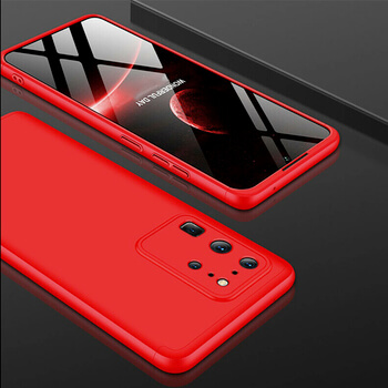 Ochranný 360 ° celotelový plastový kryt pre Samsung Galaxy M51 M515F - červený