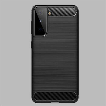 Ochranný silikónový obal karbón pre Samsung Galaxy S21 Ultra 5G G998B - čierny