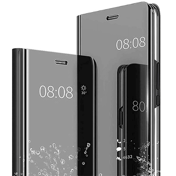 Zrkadlový silikónový flip obal pre Samsung Galaxy S21 Ultra 5G G998B - čierny