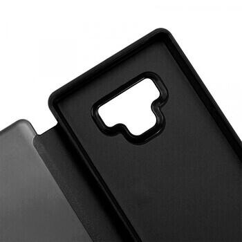 Zrkadlový silikónový flip obal pre Samsung Galaxy A32 5G A326B - čierny