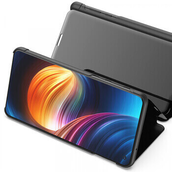 Zrkadlový silikónový flip obal pre Xiaomi Redmi Note 10S - čierny