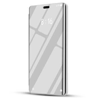 Zrkadlový silikónový flip obal pre Xiaomi Redmi Note 10S - strieborný
