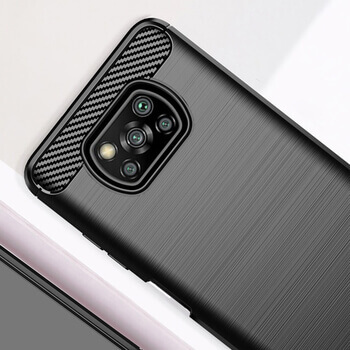 Ochranný silikónový obal karbón pre Xiaomi Poco X3 Pro - čierny