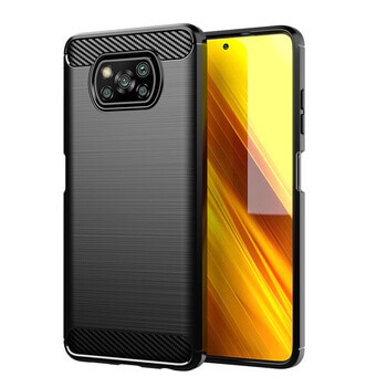 Ochranný silikónový obal karbón pre Xiaomi Poco X3 Pro - čierny