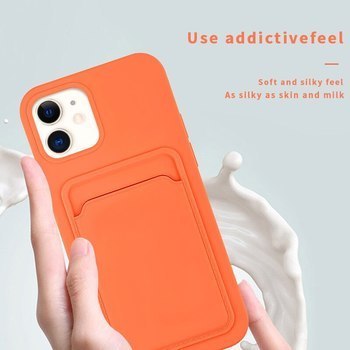 Extrapevný silikonový ochranný kryt s kapsou na kartu pro Apple iPhone 11 Pro - čierny