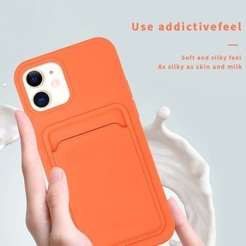 Extrapevný silikonový ochranný kryt s kapsou na kartu pro Apple iPhone 12 Pro - červený