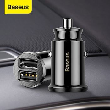 Double USB dvojitá nabíjačka do auta pre mobilné telefóny, tablety, navigácia a ďalšie - čierna