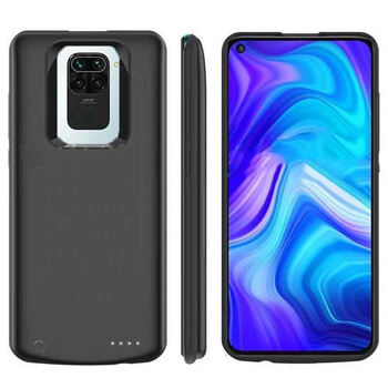 3v1 Silikónové puzdro s externou batériou smart battery case power bánk 3500 mAh pre Xiaomi Redmi Note 9 - čierne