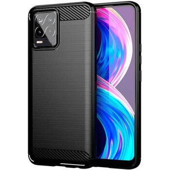 Ochranný silikónový obal karbón pre Realme 8 4G - čierny