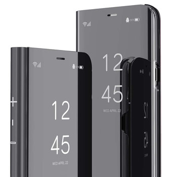 Zrkadlový silikónový flip obal pre Samsung Galaxy A52 A525F - čierny