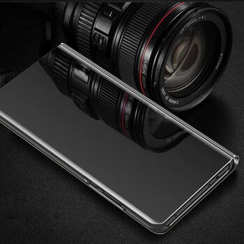 Zrkadlový silikónový flip obal pre Samsung Galaxy A42 A426B - čierny