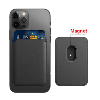 Luxusné magnetické puzdro na kreditné karty pre Apple iPhone 13 Pro - čierna ekokůže