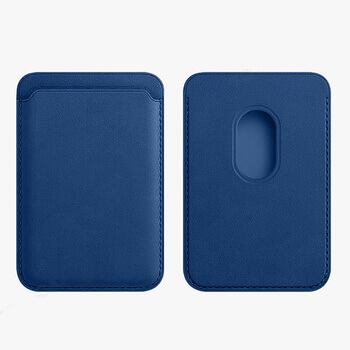 Luxusné magnetické puzdro na kreditné karty pre Apple iPhone 13 Pro Max - modrá ekokůže