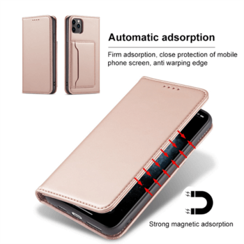 Magnetické flipové puzdro s priestorom na karty pre Apple iPhone 12 - svetlo ružové