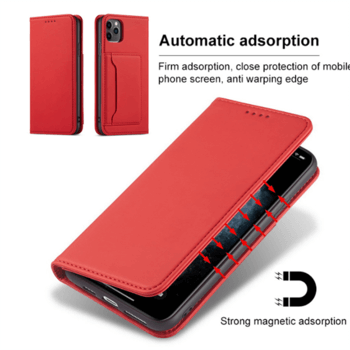 Magnetické flipové puzdro s priestorom na karty pre Apple iPhone 13 Pro - červené
