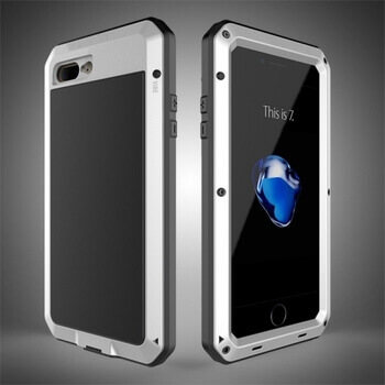 EXTRÉMNE odolný hliníkovo-silikónový obal pre Apple iPhone 8 - strieborný