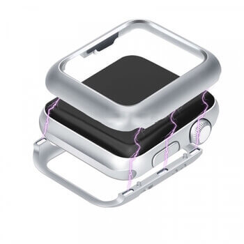 Magnetický hliníkový ochranný rámik pre Apple Watch 41 mm (7.série) - strieborný