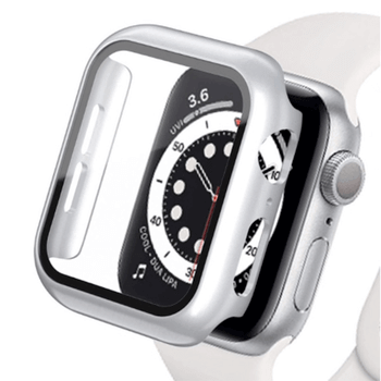 2v1 Kryt s ochranným sklom na Apple Watch 41 mm (7.série) - strieborný