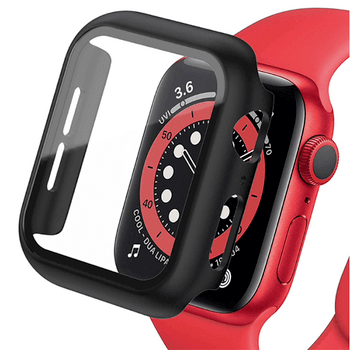 2v1 Kryt s ochranným sklom na Apple Watch 41 mm (7.série) - čierny