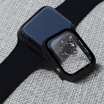 2v1 Kryt s ochranným sklom na Apple Watch 41 mm (7.série) - čierny
