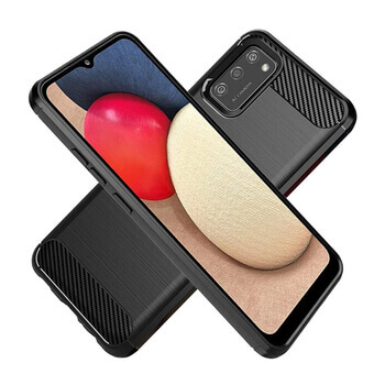 Ochranný silikónový obal karbón pre Samsung Galaxy A03s A037G - čierny