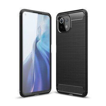 Ochranný silikónový obal karbón pre Xiaomi 11 Lite 5G NE - čierny